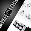 Pikkukuva 3 / 5: Musta hopeinen 38/40/41mm, rannekoru Apple Watch -sarjaan 9/sarjaan