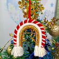Miniatyrbilde 4 av 4: Vevd julepaljetter regnbue anheng Boho frynse blonder teppe