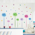 Miniatyrbild 5 av 5: 1 set Färgglada Maskros Väggdekal Blommiga Väggstickers Fjärilar och Prickar Väggdekor DIY Väggmålning Konst för Sovrum Vardagsrum Väggdekoration