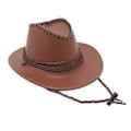 Miniatyrbild 3 av 5: Western Cowboy Hatt Solhatt Läder för Kostymtillbehör Semester Utomhus Camping (khaki)