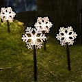 Miniatyrbillede 2 af 5: Snefnug solcellelamper, vandtætte julelandskabslys, julegangdekorationer, LED-lys (varmt lys) til