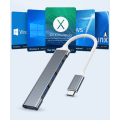 Pikkukuva 4 / 5: Harmaa 4-porttinen USB 3.0 -keskitin, nopea ??Type c USB -keskitin, 5 Gbps, jaettu