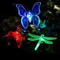 Miniatyrbild 5 av 5: 3-pack, Färgväxlande LED-solcellslampor för trädgården i fjäril, kolibri