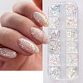 Miniatyrbild 1 av 5: 12 färger glitter nagelflingor holografisk nagelkonst dekoration