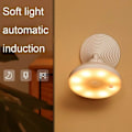 Miniatyrbild 4 av 5: Dubbelinduktion infraröd rörelsesensor LED-nattlampa – infraröd magnetlampa – vägglampa för skåp, trappa, USB uppladdningsbar (1 st varmvit)