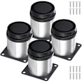 Miniatyrbilde 1 av 5: Set med 4 justerbare kjøkkenmøbelben i rustfritt stål - Rund - 50 x 60 mm