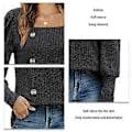 Miniatyrbillede 3 af 5: Dame Top Lang Pufærme Knap Almindelig Elegant Dame Sweater til Arbejde Daglig Ferie Sort Grå XL
