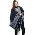 Miniatyrbillede 4 af 5: 1 stk. Cape Shawl Elegant Varmt Firkantet Efterår og Vinter Kvinder Marineblå B