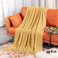 Miniatyrbillede 5 af 5: Akryl Strikket Pled, 47x67 Tommer, Gul Ternet, L