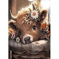 Pikkukuva 1 / 4: Timanttimaalaussarjat aikuisille, Highland Cow 5D timanttimaalaus täysporaus kukkalehmä jalokivitaide, aikuisten askartelusarjat taide ja askartelu, hauska DIY-askartelu, Wa
