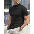Miniatyrbilde 1 av 2: Herre T-skjorte Tee Tee Topp Ensfarget Turtleneck Gateferie Korte Ermer Klær Bekledning Designer Basic Moderne Samtidig.XXL.Svart