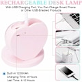 Miniatyrbild 5 av 5: Flickerfri skrivbordslampa för flickor, ögonvänlig bordslampa med pennhållare, USB-laddningsport, 2 färgtemperaturer för tonårspojkar, rosa