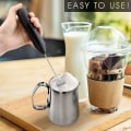 Miniatyrbilde 2 av 5: Elektrisk melkeskummer, mini - rører med 14000 o/min motor, drikkerører med rustfritt stål rører, 2 - AA batteri (uten batteri), for kaffe, latte, cappuccino, varm sjokolade (svart)