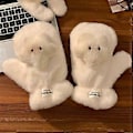Miniatyrbild 5 av 5: Varma termiska handskar för flickor och damer, stilfulla handskar, fullfingerhandskar, vinterhandskar för utomhusbruk, unisex tecknade vantar Khaki Capibara