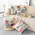 Miniatyrbilde 3 av 5: Sett med 4 (45 x 45 cm) pynteputer i polyester og lin