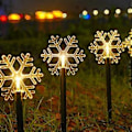 Miniatyrbillede 5 af 5: Snefnug solcellelamper, vandtætte julelandskabslys, julegangdekorationer, LED-lys (varmt lys) til