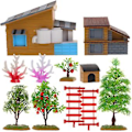 Miniatyrbilde 1 av 3: 1 Sett Miniatyr Gårdshus Mini Gård Ornamenter Mini Hus Hagedekor For Leker til Barn