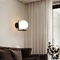 Miniatyrbillede 4 af 5: LED Væglampe, glaskugle væglampe, E27 moderne indendørs væglampe glasskærm sfærisk badeværelseslampe soveværelse trappe gang