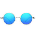 Pikkukuva 2 / 4: Aikuisten Vintage Steampunk Cyberpunk Pyöreät Aurinkolasit Klassiset Pyöreät Lasit Silver Frame Ice Blue Lenses
