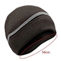 Miniatyrbillede 4 af 5: Reflekterende Fleece Hue Vinterhue med Reflekterende Stribe Fleece Tyk Skull Cap Sikkerhedshue til Ski Cykling Ridning Vandring (sort)