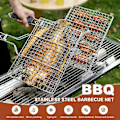 Miniatyrbilde 4 av 4: Rustfritt stål grillkurv, 32*21cm, sammenleggbar, bærbar, sta