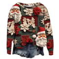 Jule sweatshirt til kvinder med print, lange ærmer, afslappet crewneck pullover, style 10 - størrelse S S