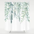 Miniatyrbilde 2 av 5: Grønt blad dusjforheng, vår salvie grønn eukalyptus blad saftig rustikk akvarell floral baderom stoff med kroker 180*180CM