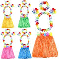 Miniatyrbild 1 av 5: 5 Set 25 Pcs Hawaiian Grass Hula Skirts Set Inkludera Blomster Halsband