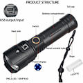 Miniatyrbild 3 av 5: Starkt Ljus P99 LED Ficklampa Utomhus USB Ut- och Ingångs Laddning
