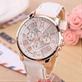 Miniatyrbild 4 av 5: Nytt Mode Dam Läderband Rostfritt Stål Quartz Analog Armbandsur white