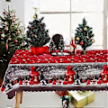 Miniatyrbilde 5 av 5: Juleduk 180x150cm Rektangulær Rød Vaskbar Bordduk til Spisebord Jul