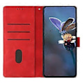 Miniatyrbillede 2 af 5: For Honor 400 Lite Etui Wallet Stand Præget Trekantmønster Læder Telefon Flip Cover Red