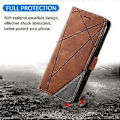 Miniatyrbillede 5 af 5: Til Samsung Galaxy Xcover 5 Wallet Case Linjer Præget PU Læder Telefon Bagcover Style E