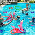 Miniatyrbillede 5 af 5: 15 stk. oppustelige flamingo pool legetøj ring kast pool spil, Flamin