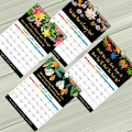 Miniatyrbillede 4 af 5: 2024 Sort Blomster Hot Selling Kalender, Frigiv Tryk, 2 Pak