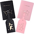 Miniatyrbilde 1 av 5: Rosa, svart - 2 bagasjelapper og 2 passholdere, skinnpass