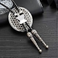 Pikkukuva 5 / 5: Vintage Western Cowboy Bolo Solmio Kristallikaulakoru Punk Pyöreä Muoto Kaulakoru Puku Asuste Amerikkalainen Bola Solmio Western Harmaa Gray