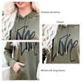 Miniatyrbillede 5 af 5: Langærmet Hættetrøje Kjole Dame Casual Ribstrikket Manchet Snøre Printet Pullover Sweatshirt med Lomme