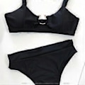 Miniatyrbillede 2 af 5: Bikinisæt med stroptop, højtaljede brasilianske badetøj, strandrejse, badedragt, tankini (Sort 1 M) Black 1 M