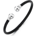 Miniatyrbillede 1 af 4: Justerbar rustfrit stål snoet kabel manchet armbånd til