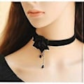 Pikkukuva 2 / 4: Elegantti Retro Ruusu Kukka Solisluuketju Kaulakoru Goottilainen Lolita Musta Pitsi Kaulus Choker Koriste Hää Halloween Asusteet
