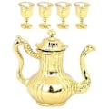 Miniatyrbild 2 av 2: 1 set Dockhus Miniatyr Tekopp Tekanna Set Miniatyr Tekittel Dockhus Tillbehör Golden