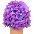 Miniatyrbilde 3 av 5: Lilla Retro Blomster Badehette for Kvinner
