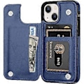 Miniatyrbillede 1 af 5: Designet til iPhone 13 Wallet Case, blødt PU læder kortholder etui med støttefod slankt flip cover til iPhone 13 6.1 tommer (blå)