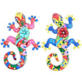 Miniatyrbillede 1 af 3: 2 stk. Rustfri Jern Gecko Vægdekoration Metal Øgle Ornament til Hjemmehave