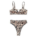 Miniatyrbild 3 av 5: Bikini Set Axelbandslinne Högmidjade Brasilianska Badkläder Strand Resa Baddräkt Tankini (Leopard L) Leopard L