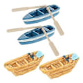 Pikkukuva 2 / 2: 1 Setti Mikromaisema Vene Koriste Miniatyyrit Rantavene Melat Nukkekodin Tarvikkeet( )