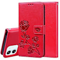 Pikkukuva 1 / 5: Ruusuaiheinen nahkakotelo iPhone 12:lle Red