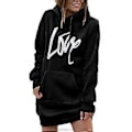 Miniatyrbillede 1 af 5: Langærmet Hættetrøje Kjole Dame Casual Ribstrikket Manchet Snøre Printet Pullover Sweatshirt med Lomme