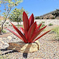 Miniatyrbilde 2 av 5: Rustikk tequila-skulptur i metall, Agave Jernkunst, Agave-skulptur, Hagekunststatue, Hagedekorasjon, Ornament 35 cm, mørkerød, Hageornamenter